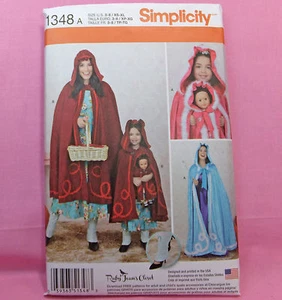 Simplicity 1348 Child's sz 3-8 & Misses Cape XS-XL & 18" doll cape SEW Pattern - Bild 1 von 2