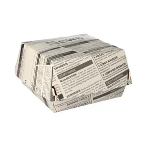 Papstar Burgerboxen Cartone Newsprint Con Coperchio a Ribalta Altezza 7cm 50 Pz - Foto 1 di 1