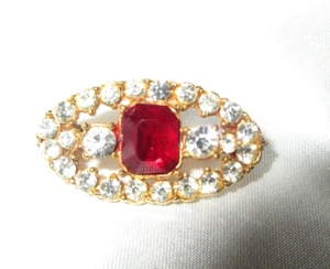 Beautiful vintage goldtone clear and red rhinestone brooch - Picture 1 of 4