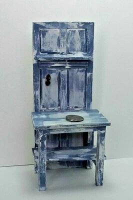 Banco de mesa para macetas de jardín miniatura para casa de muñecas pintura exfoliante envejecida escala 1:12 Foto 1 de 4