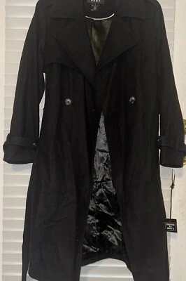 Gabardina DKNY NEGRA para mujer talla grande mezcla de lana de doble botonadura talla 1X nueva Foto 1 de 4