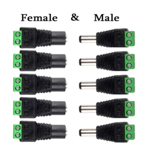 10 Pcs 12V DC Power Male Female Plug Adapter Connector Plug Jack Socket Cable - Picture 1 of 9