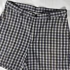 Jos. A. Bank mens black/blue/burgundy tartan plaid flat front shorts - size 35