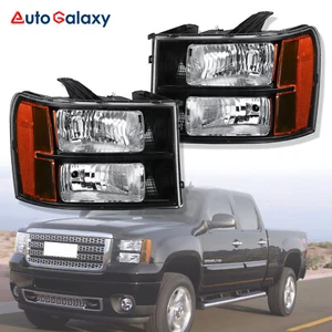 Pair Front Lamps Headlights For 2007-2013 GMC Sierra 1500 2500HD 3500HD SL SLE - Picture 1 of 8