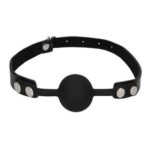 Ouch Black & White Silicone Ball Gag Leather Straps - Picture 1 of 3