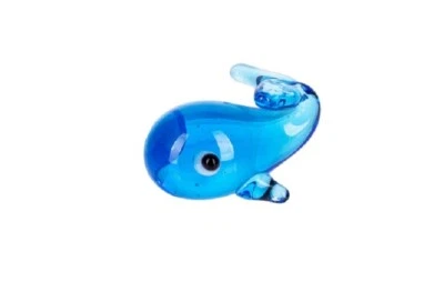 Ganz TINY Miniature Glass "Whale Tales" Blue Whale Figurine Charm w/Card 3/4"