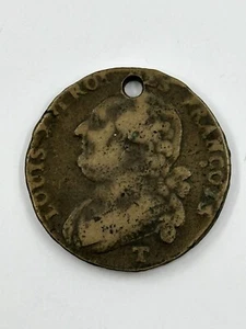 1792 T Francia 12 Deniers perforado - Imagen 1 de 2