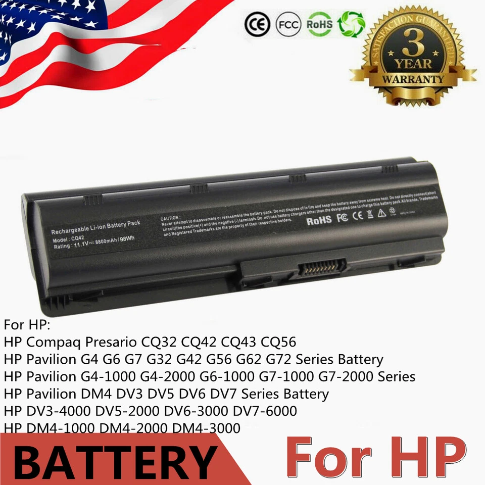 Batería 593553-001 MU06 para HP CQ56 CQ42 DM4 DV5 DV6 DV7 G72 G4 G6 G7 6/12 celdas Foto 1 de 4