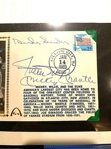 MICKEY MANTLE/WILLIE MAYS/DUKE SNIDER 150TH ANNIVERSARY AUTOS PSA CERTIFIED MIN - Picture 1 of 9