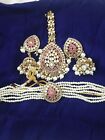 Indian Choker Tikka Pakistani Bridal Wedding Jewellery Set Red, 3 Piece Set