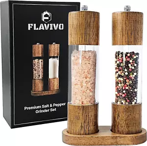 Wooden Salt and Pepper Grinder Set, Manual Premium Acrylic Salt and pepper Mills - Picture 1 of 7