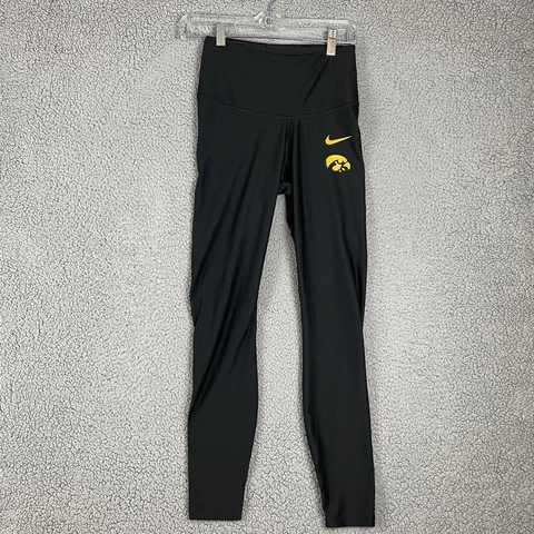 Iowa Hawkeyes Leggings Womens Small Tight Fit Black Yellow Logo Nike Cover