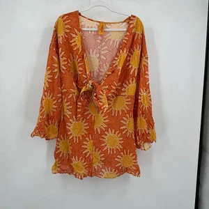 Simon Miller x Mango Damen Sun Print Tie Front Top Minikleid Boho Cut Out Gr. M - Bild 1 von 8