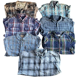 Mens Flannel Shirts Lot Of 7 Mixed Brands Plaid Button Down Long Sleeve - Picture 1 of 8