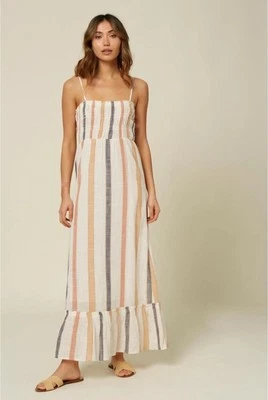Maxi Vestido Boho Para Mujer O'Neill 100% Algodón Gasa Rayas. Talla pequeña Foto 1 de 4