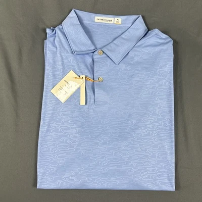 Camisa de golf Peter Millar Polo CS manga peso pluma logotipo impreso XL azul $110 Foto 1 de 4
