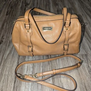 Michael Kors Bedford Legacy Pebbled Leather Satchel Purse Shoulder Bag Acorn Sm - Picture 1 of 21