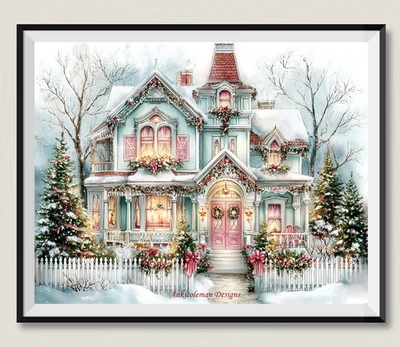 Victorian House 1 - DIY Chart Counted Cross Stitch Patterns Needlework DMC Color - Image 1 of 2