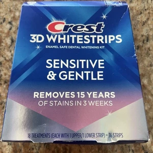Crest 3D Whitestrips Sensitive Gentle Dental Whitening Kit 36 Strips Exp 2027+ - Picture 1 of 2