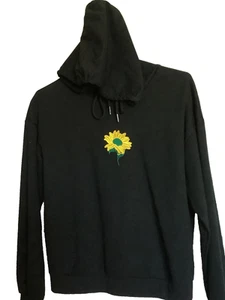 Hoodie Damen Medium schwarz Pullover Sweatshirt Jacke Sport Sport Gänseblümchen Logo - Bild 1 von 5