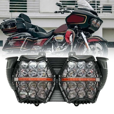 for Harley Road Glide 2015-2023 LED Dual Headlight High Low Beam DRL front lamps - Image 1 of 4
