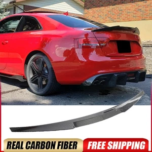 For AUDI S5 B8/B8.5 Coupe 2008-2017 REAL CARBON Rear Trunk Spoiler Tail Wing Lip - Picture 1 of 15