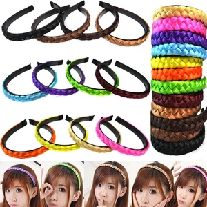 BRAIDED SYNTHETIC PLAIT PLAITED HAIR BAND HEADBAND WOMEN GIRLS HAIR ACCESSORIES - Picture 1 of 12