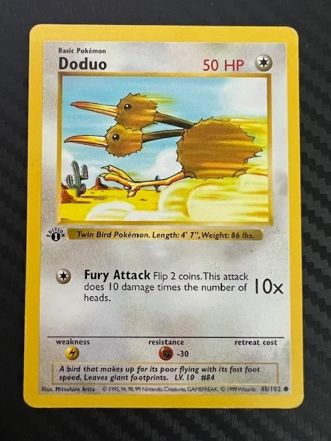 Pokémon TCG Base Set 1st Edition Shadowless Doduo 48/102 LP/MP - Image 1 of 2
