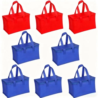 Paquete de 8 bolsas refrigeradoras aisladas plegables bolsa de compras para entrega de alimentos de comestibles Foto 1 de 4