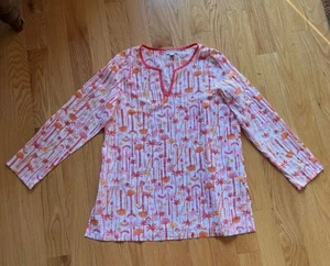 J Jill Swim Cover Up Tunic M Pink orange Palm Tree Boho Beach Tropical - Picture 1 of 6