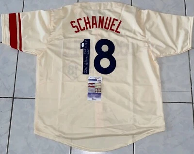 Nolan Schanuel Signed Auto Los Angeles Angels Custom Jersey Insc MLB Debut JSA - Image 1 of 2