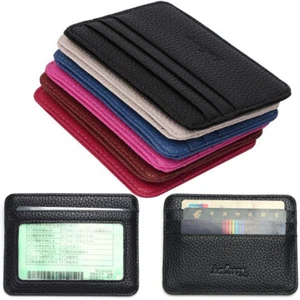 Portafoglio tascabile anteriore unisex slim in pelle porta carte di credito portamonete piccola - Foto 1 di 21
