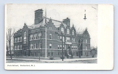 Park School Building Street View Rutherford New Jersey US Flag VTG NJ UDB - Image 1 of 2