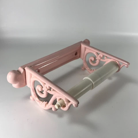 Victorian Enameled Cast Iron Toilet Paper Holder French Vintage Cover