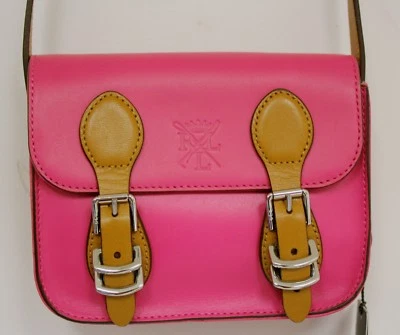 Cartera Ralph Lauren Logo Monograma Rosa Bandolera Talla Pequeña RET 168 Cuero Foto 1 de 4