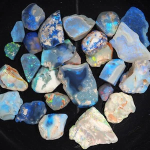 HARD TO FIND 156ct PARCEL OF QUALITY LIGHTNING RIDGE BLACK OPAL ROUGH 15pcs #8 - Picture 1 of 4
