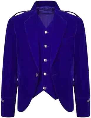 Chaqueta y chaleco escocés Highland Argyle Kilt de terciopelo color azul para hombre Foto 1 de 3