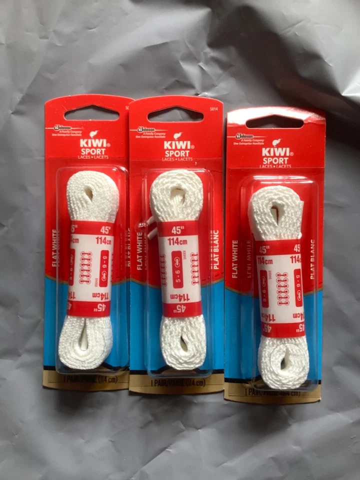 Cordones blancos planos deportivos KIWI - 45” de largo - 3 pares - se adapta a 5-6 ojales Foto 1 de 1