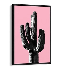 TRENDIGER S/W KAKTUS POP ART ROSA-SCHWEBEFFEKT LEINWANDBILD WANDBILDDRUCK - Bild 1 von 12