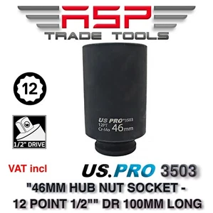 US PRO Tools 46mm 1/2" dr 6 Point Deep Impact Socket 79mm Long 3503 - Picture 1 of 3