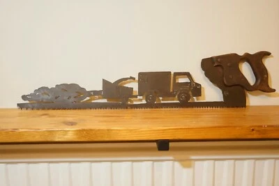 Timberwolf Chipper And Mercedes Unimog Handmade Wall Hanging Gift Chainsaw Tree - Image 1 of 2