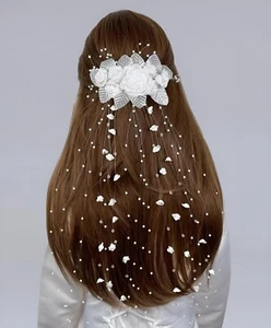 Copricapo accessori per capelli per abito comunione bianco avorio beige *93 - Foto 1 di 2