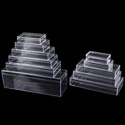Rectangle Plastic Boxes Clear Storage Organiser Crafts Beads Jewellery Case Lid - Image 1 of 4