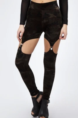 Jawbreaker Jegging Size XL 14 Suspended Leggings Velour Camouflage Fight Me Punk - Image 1 of 4