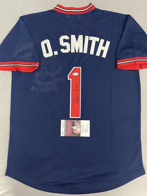CARDINALS OZZIE SMITH AUTOGRAPH #1 COOPERSTOWN COLLECTION JERSEY JSA AM66002 - Image 1 of 4