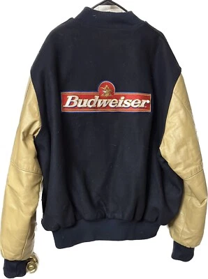 Vintage Holloway 3X Budweiser Varsity jacket Black Tan Wool - Image 1 of 4