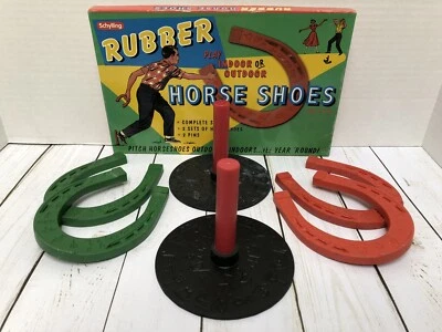 Vintage Schylling Rubber Horse Shoes Indoor Outdoor Pitching Game Complete - Image 1 of 4