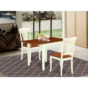 3-Piece Buttermilk and Cherry Finish Solid Wood Top Dining Table Set - Picture 1 of 4