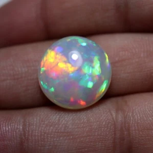 17 MM Round 9.8 Cts Real AAA Green Yellow Red Blue Fire Ethiopian Opal Cabochon - Picture 1 of 12
