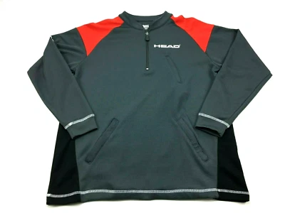 Camisa Atlética Head Para Hombre Pequeña Gris Roja 1/4 Cremallera Pullover Bolsillos Manga Larga Foto 1 de 4